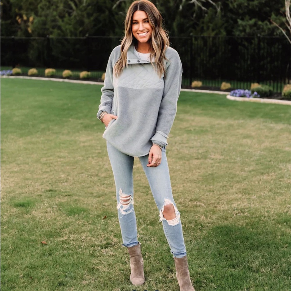 Asymmetrical Snap-Up Fleece